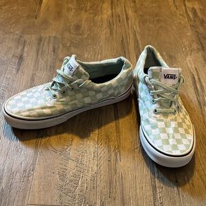 Vans - Women’s Glittered Mint and White Checkered Sneakers - Size 8